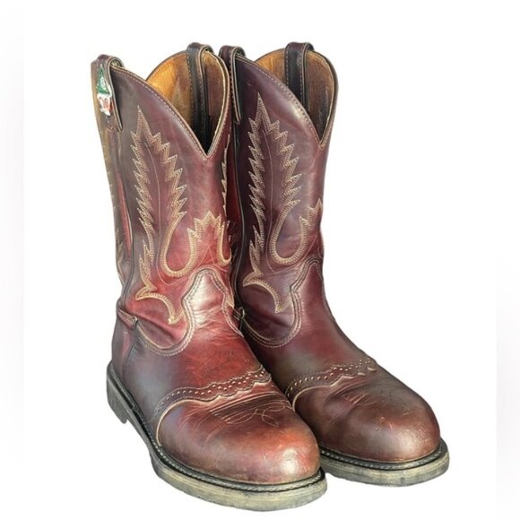 BOULET CSA approved steel toe western cowboy work boots 8 wide - Picture 1 of 12